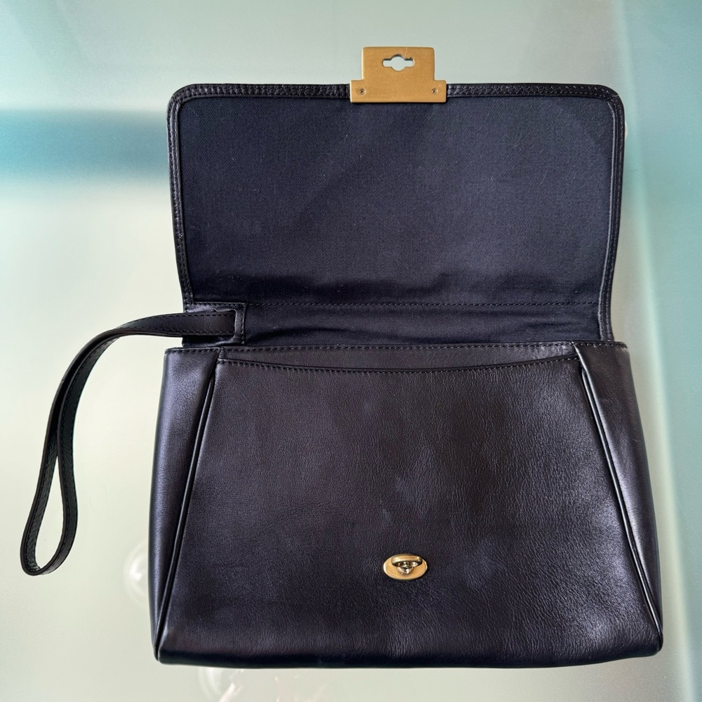 Fossil Black Leather Clutch Handbag Leopard Print - image 2